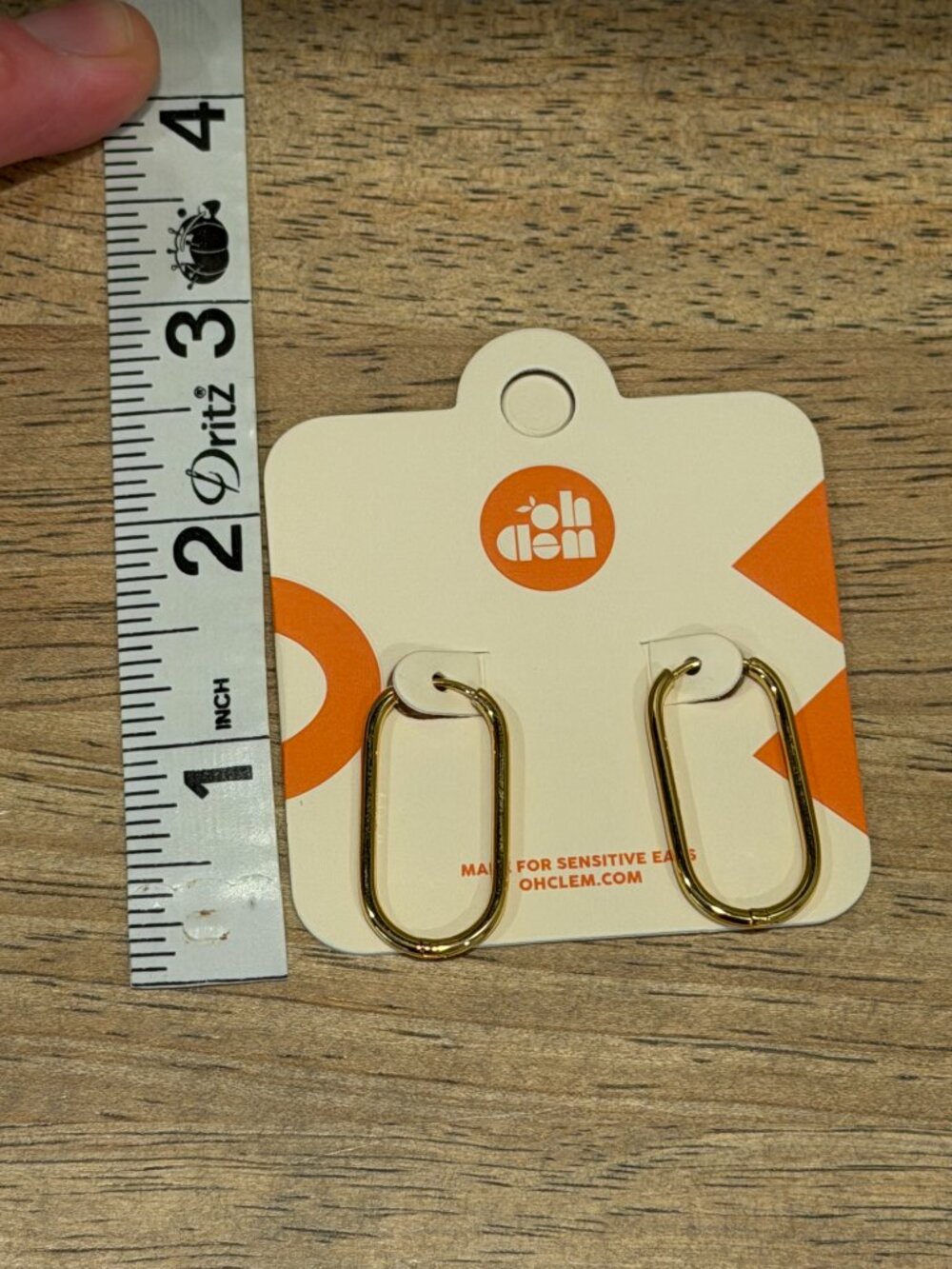 Oh Clem 18k Gold PVD Waterproof Rectangular Huggies NWT - Picture 5 of 5